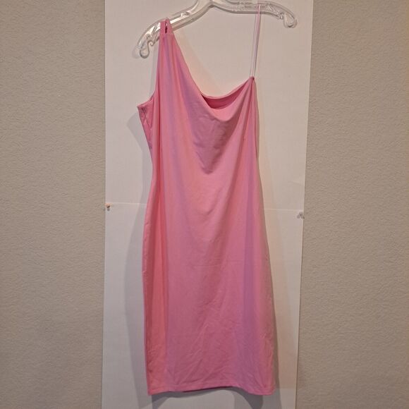 Revolve Susana Monaco One Arm Keyhole Dress In Ballerina Pink Stretchy Sz L New! - Picture 9 of 13